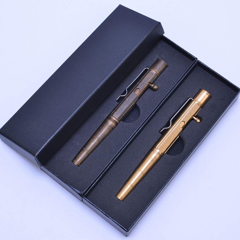 EKLOEN Bamboo Shaped Solid Brass Pen, Bolt Action EDC Pocket Signature Ballpoint Pen(Brass) - Image 3